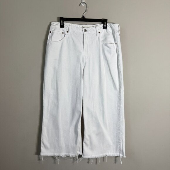 Abercrombie & Fitch Curve Love High Rise Cropped Wide Leg Jeans Womens 14S White - Picture 3 of 15
